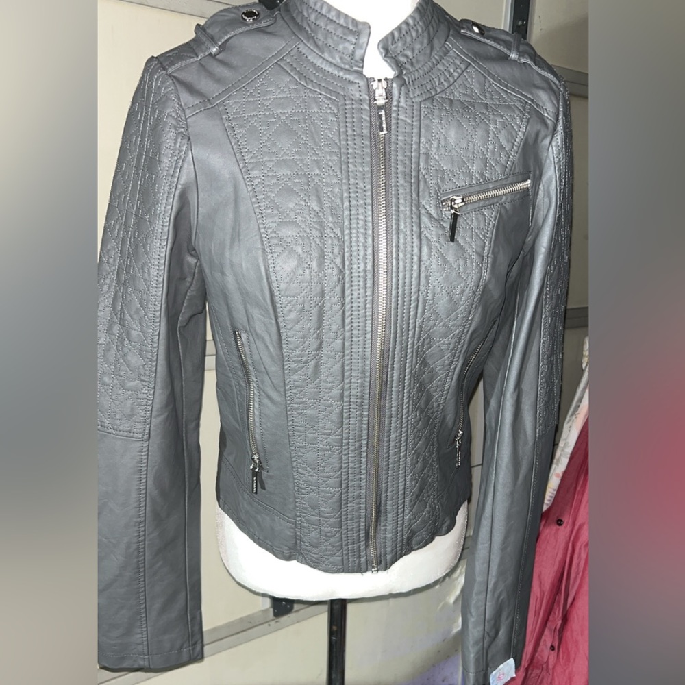 Bernardo Women's Charcoal Leather Jacket - Picture 1 of 4